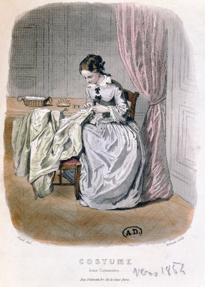 Ein Couturier bei der Arbeit, graviert von Gervais, 1854 von Pierre Gustave Eugene Staal